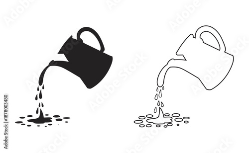 Watering can pouring water Vector