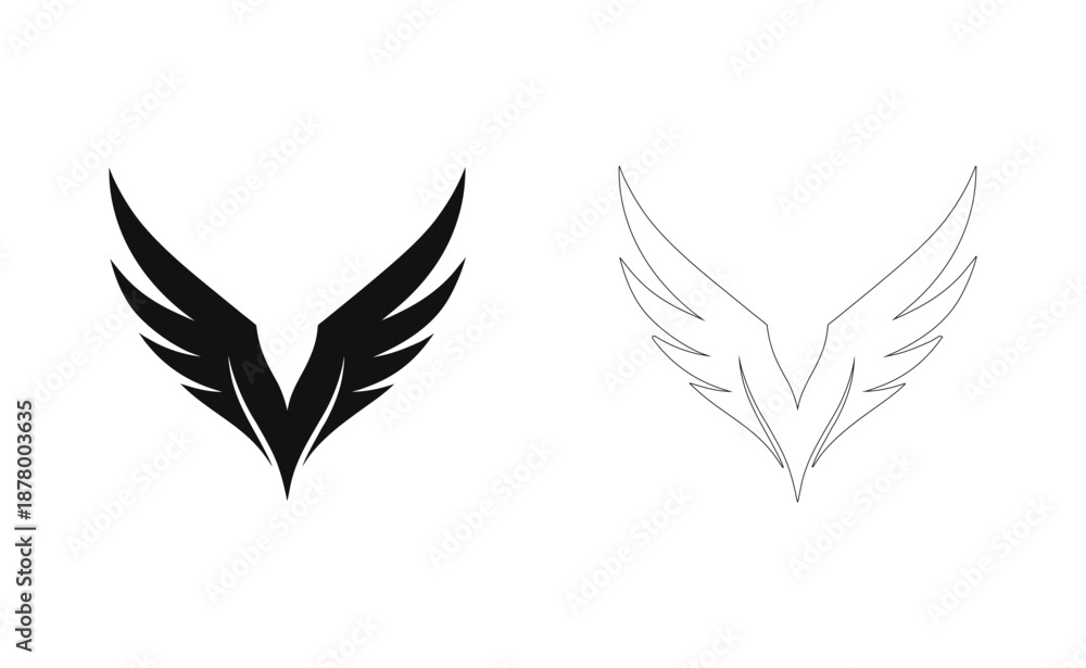 Obraz premium Simplified and detailed wing designs Vector