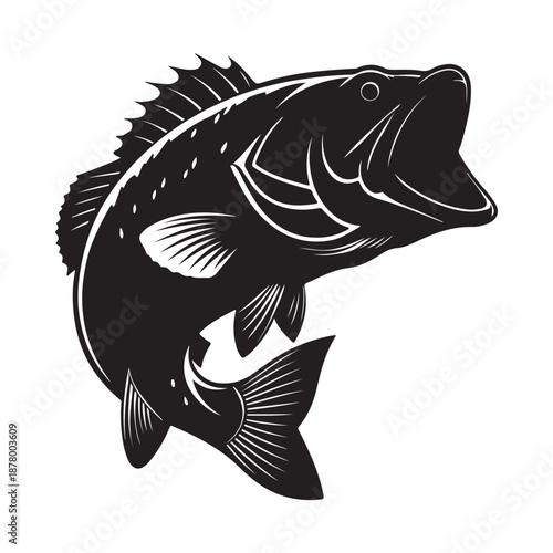 Jumping bass fish Vector