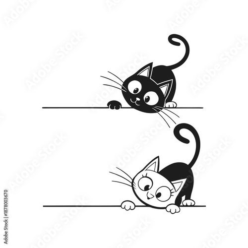 Playful cats on a wire Vector