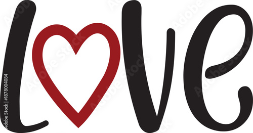 Love valentine typography design on plain white transparent isolated background for card, shirt, hoodie, sweatshirt, apparel, tag, mug, icon, poster or badge