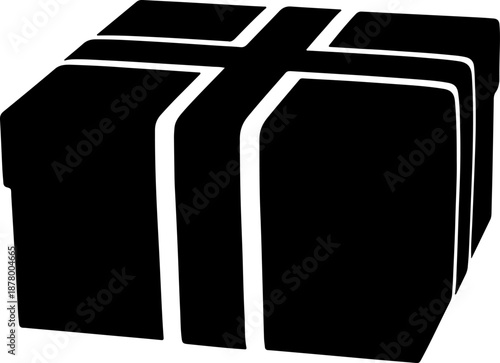 Sleek black silhouette of a beautifully wrapped present, perfect for holiday surprises and special occasion celebrations