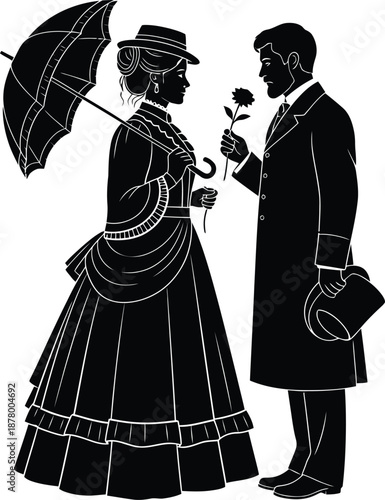 St david's day victorian couple illustration