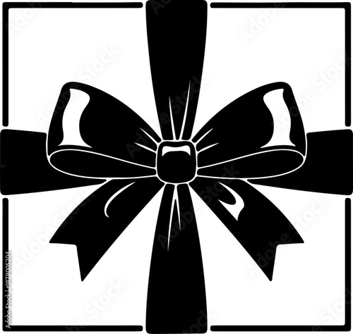 Classic black bow on a neatly wrapped gift box, symbolizing celebration and thoughtful giving for special occasions