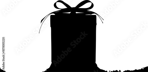 Elegant Silhouette of a Festive Gift Box with a Decorative Bow, Symbolizing Celebration and Surprise