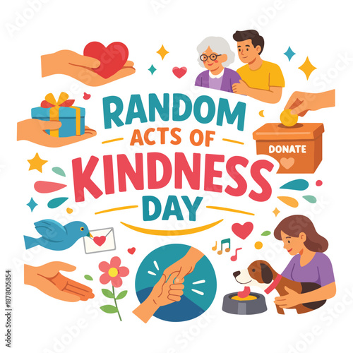Random Acts of Kindness Day Celebration February 17 Vector Illustration