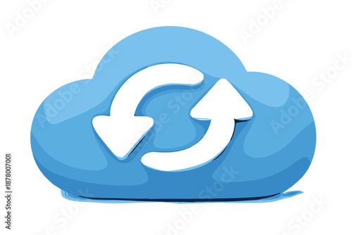 Blue cloud icon with circular arrows symbolizing data synchronization and transfer
