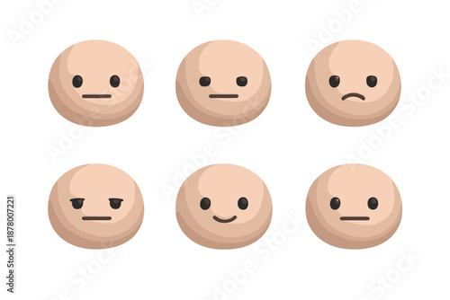 Collection of six cartoon faces showing different emotions and expressions
