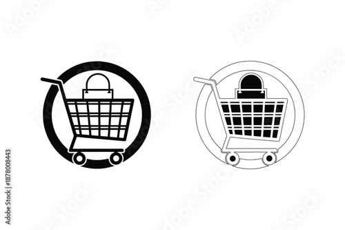 Shopping cart ready for groceries Vector