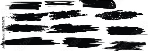 Collection of black brush strokes on white background