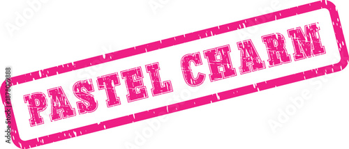 Elegant pink rubber stamp impression showcasing the appealing phrase PASTEL CHARM for delightful messages