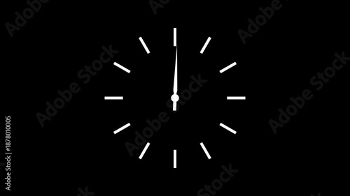 Clock spinning, watch animation on Black background. Clock icon flat style 24 hours day and night fast speed with moving timer clock rotation 4k video