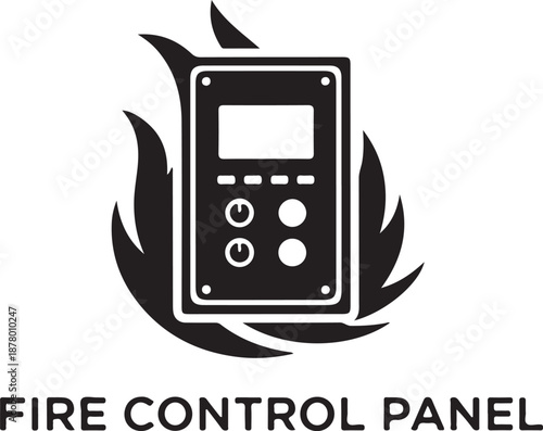 Firecontrolpaneliconwithflamesisolatedontransparentbackgroundforemergencysystemsdesign