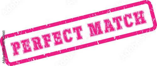 Official pink grunge style rubber stamp indicating a successful Perfect Match agreement