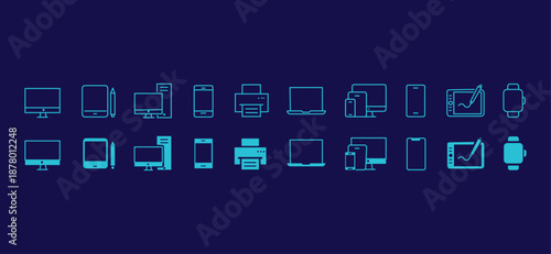 Digital devices icon set. Electronic device and technology symbol. Vector illustration.
