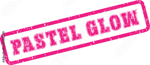 Vibrant pink distressed rubber stamp featuring the words Pastel Glow for luminous creative compositions