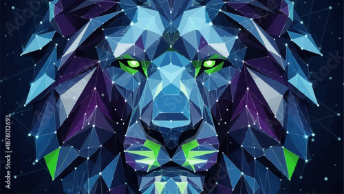 Geometric Lion Head Abstract Digital Art.