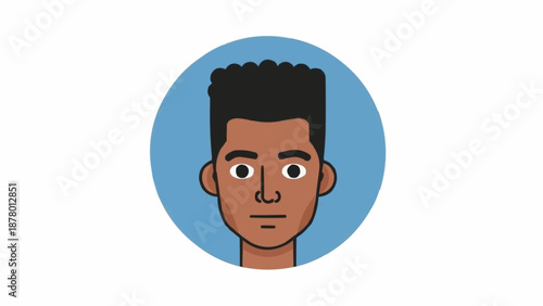 Cartoon illustration of a young mans face.
