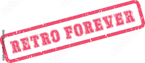 Vivid Red Retro Forever Stamp Markings with Distressed Texture on a Bright Background