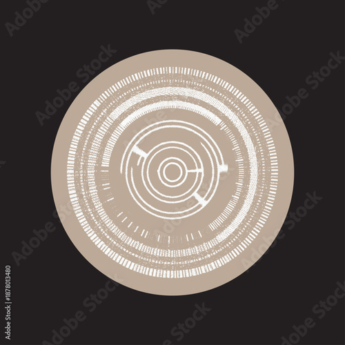 wall art decorative round art hand drawn modern geometric pattern design , plate, rug, bag, hat vector on black  background. top view