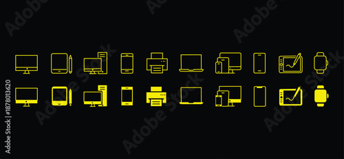Digital devices icon set. Electronic device and technology symbol. Vector illustration.