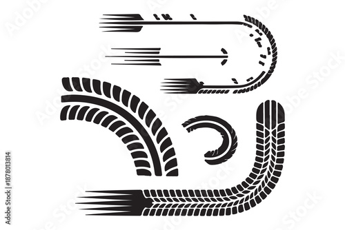 Dynamic Tire Track and Speed Arrow Elements Collection