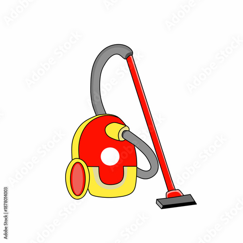 Vacuum cleaner icon illustration for home cleaning service, housekeeping equipment, household appliance, hygiene concept, simple flat design on white background