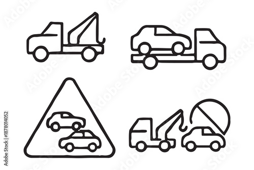 Towing and Roadside Assistance Line Icons