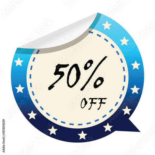 50 Percent Off Message Sticker Sale Badge
