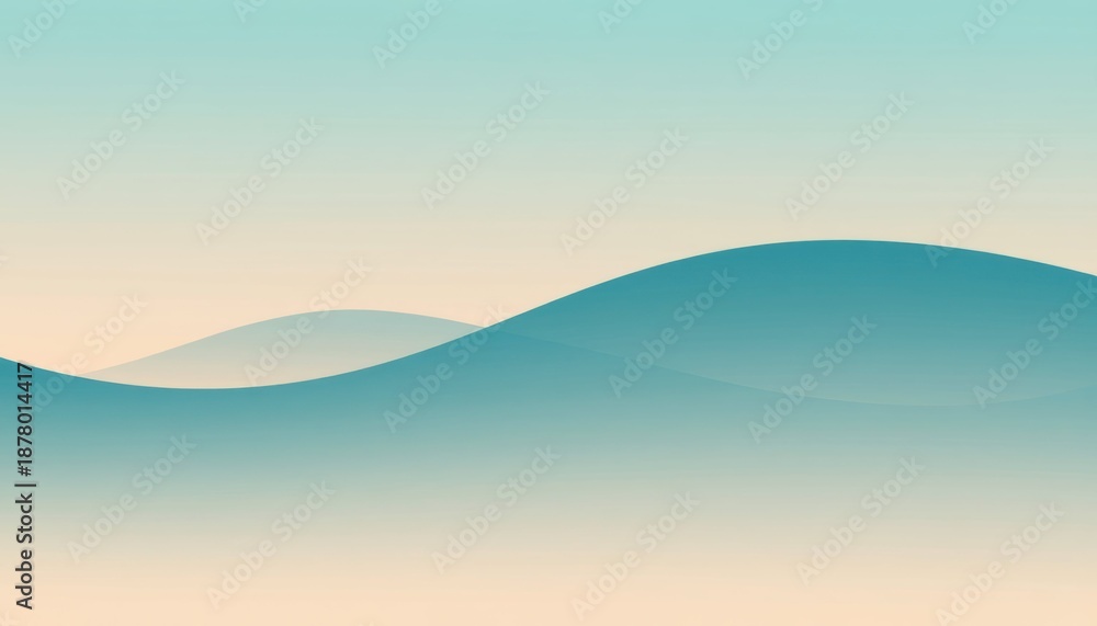 Fototapeta premium Calm waves gently rolling over soft horizon serene background digital abstract art minimalist design aesthetic environment