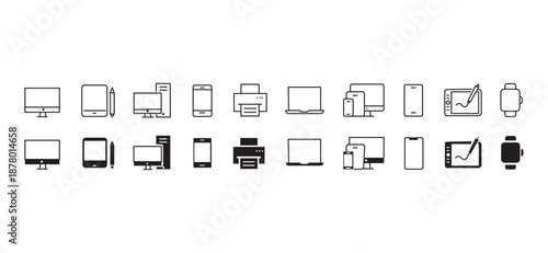 Digital devices icon set. Electronic device and technology symbol. Vector illustration.