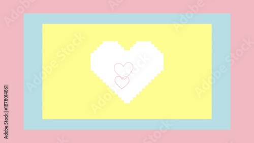 Animated Pastel Pixel Art Heart Frame with Retro Style