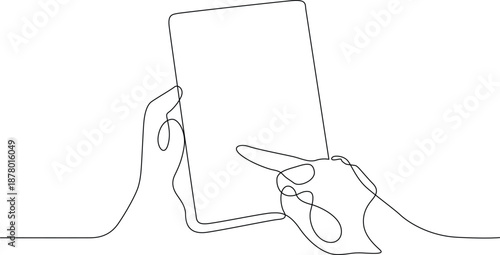 Hand holding tablet with stylus Vector