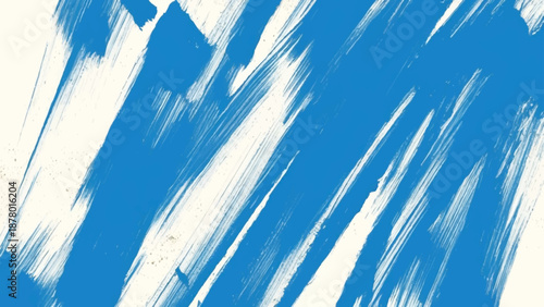 An abstract grunge design blends blue and white paint texture with a summer sky background to create a motion blur pattern of clouds and light