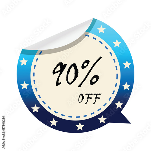 90 Percent Off Message Sticker Sale Badge
