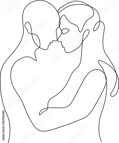 Couple embracing in a tender kiss Vector