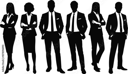 Set of 6 Business People Silhouettes Vector