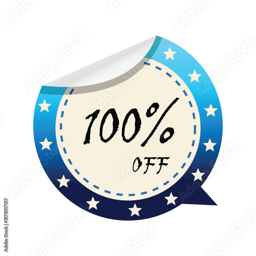 100 Percent Off Message Sticker Sale Badge
