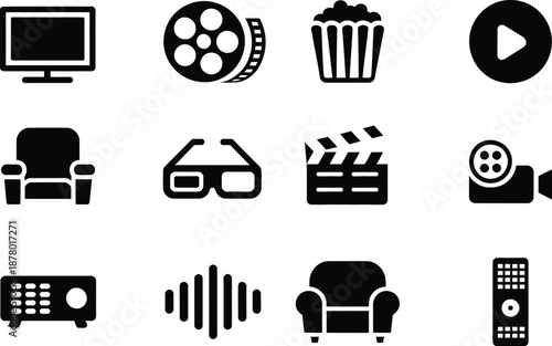 Entertainment icons collection for cinema and home