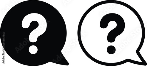 Question mark symbols in speech bubbles