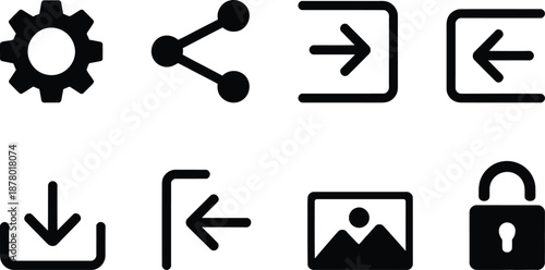 Collection of simple black icons on white background