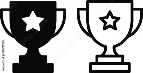 Trophy icons with star symbolizing achievement and success