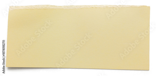 Yellow piece of paper on transparendt bacground with soft shadow under 