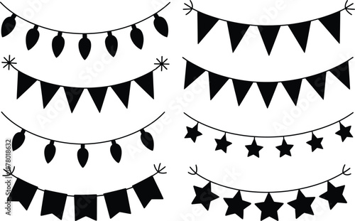 Decorative garland designs on white background