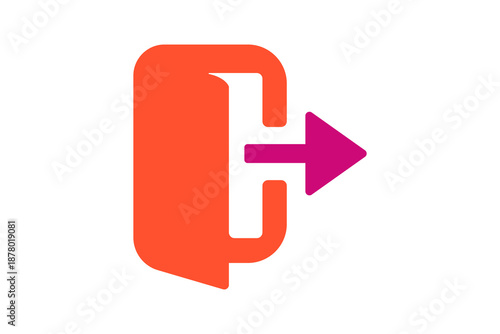 Fotografía Exit/Logout Icon - Door and arrow logout icon in Orange and Magenta for account sign-out, exit actions, and user session termination in flat UI design, isolated on transparent background
