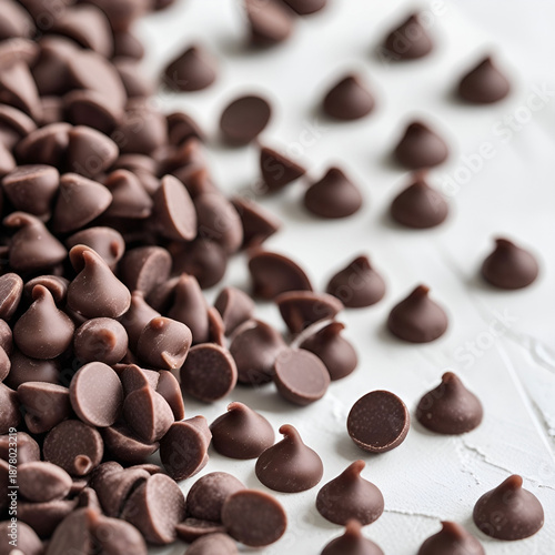 a closeup photograph of semisweet chocolate chips