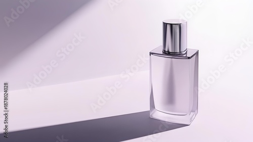 isolated cosmetic bottle on smooth monochromatic background with soft floating shadows