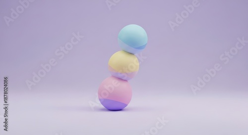 Stack of colorful balls on purple background
