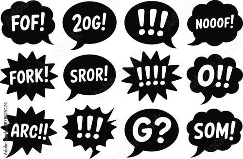Expressive speech bubbles on white background