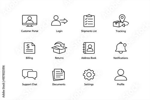 E-commerce user interface icons for customer service and management